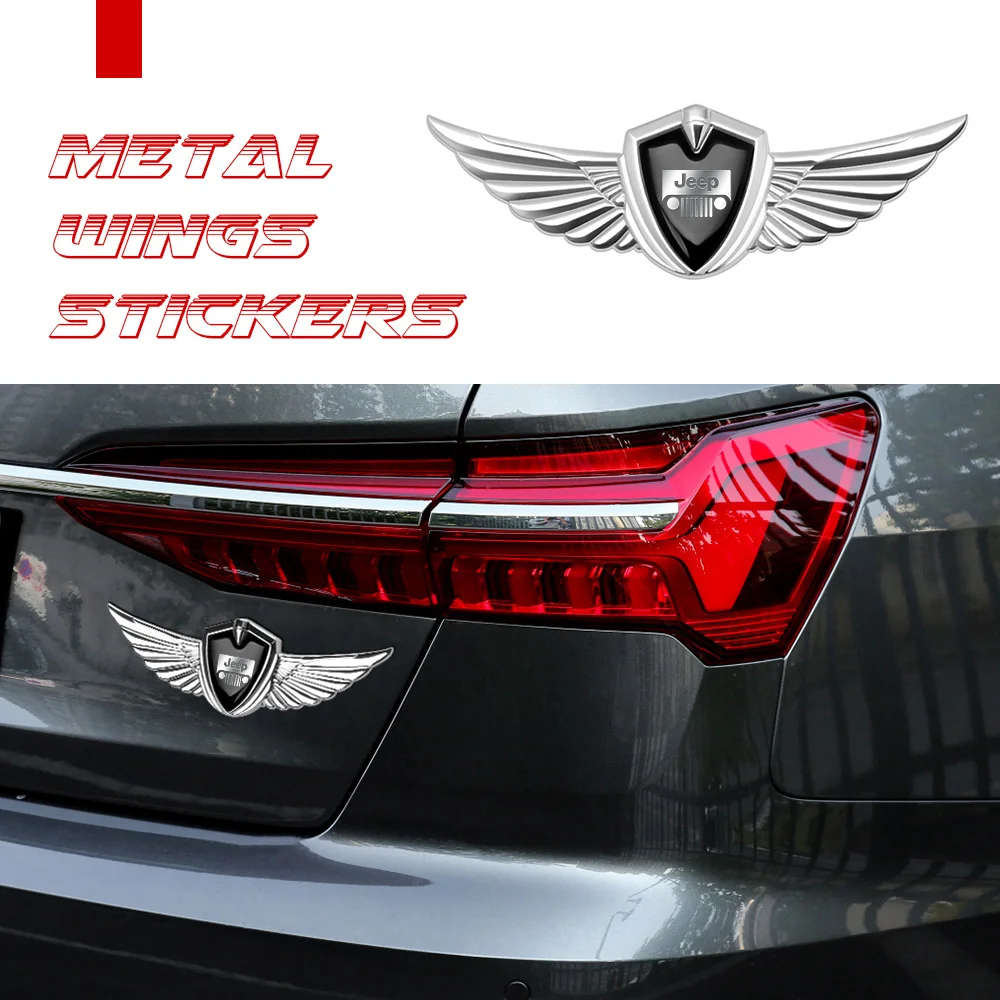 

Car Metal Emblem Sticker 3D Three-dimensional Wings Side Mark Body Trunk Decal For JEEP Wrangler Jl Jk Compass Rubicon Cherokee