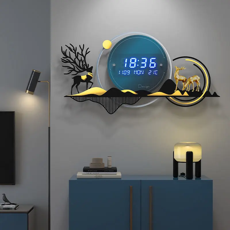 

Smart electronic clock hanging wall light luxury wall clock living room home fashion creative modern minimalist clock