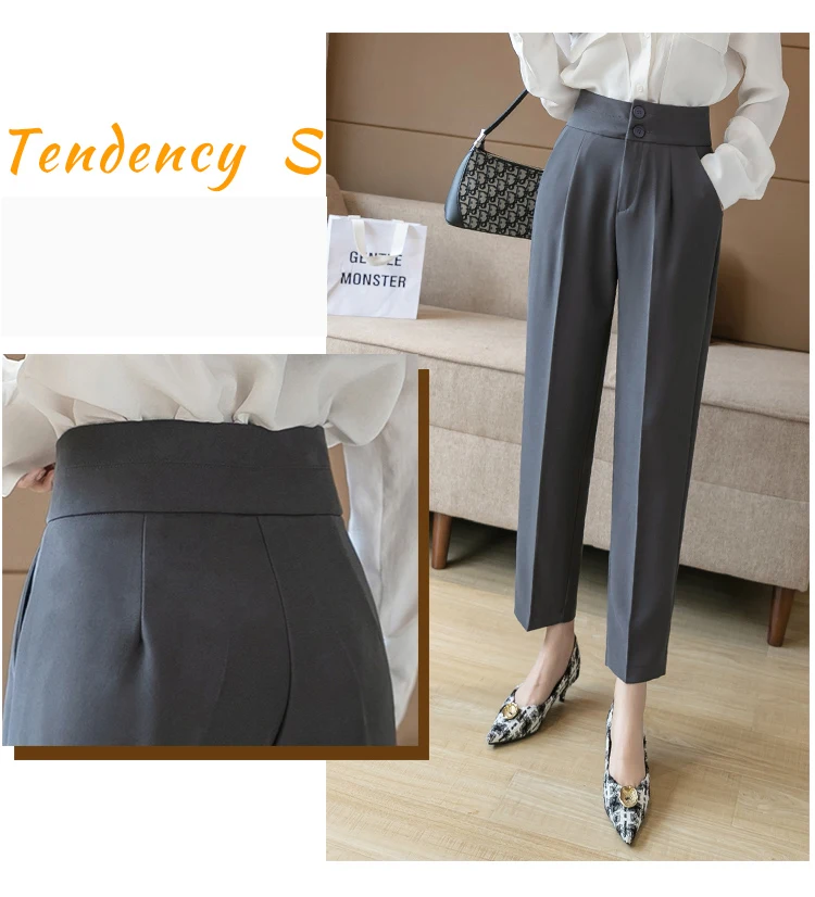 Брюки-Капри с высокой талией в Корейском стиле весна-осень 2022 новые винтажные