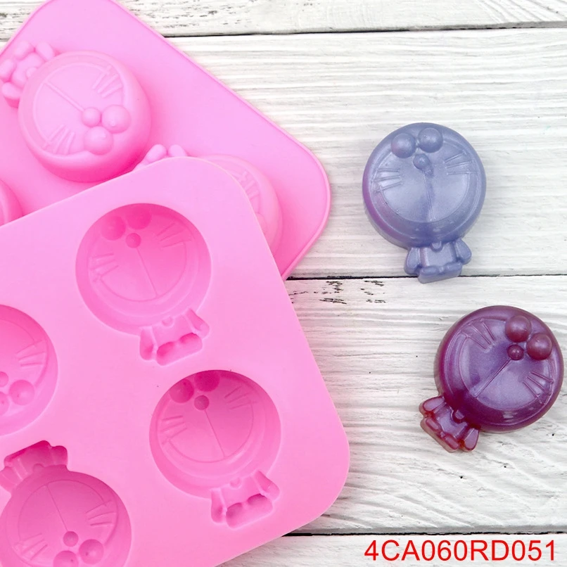 

1PCS ReadStar 4CA060RD051 4 Cavities Cartoon Cat With Feet Cake Silicone Mold 4 Holes Baking Mould DIY Soap Mold
