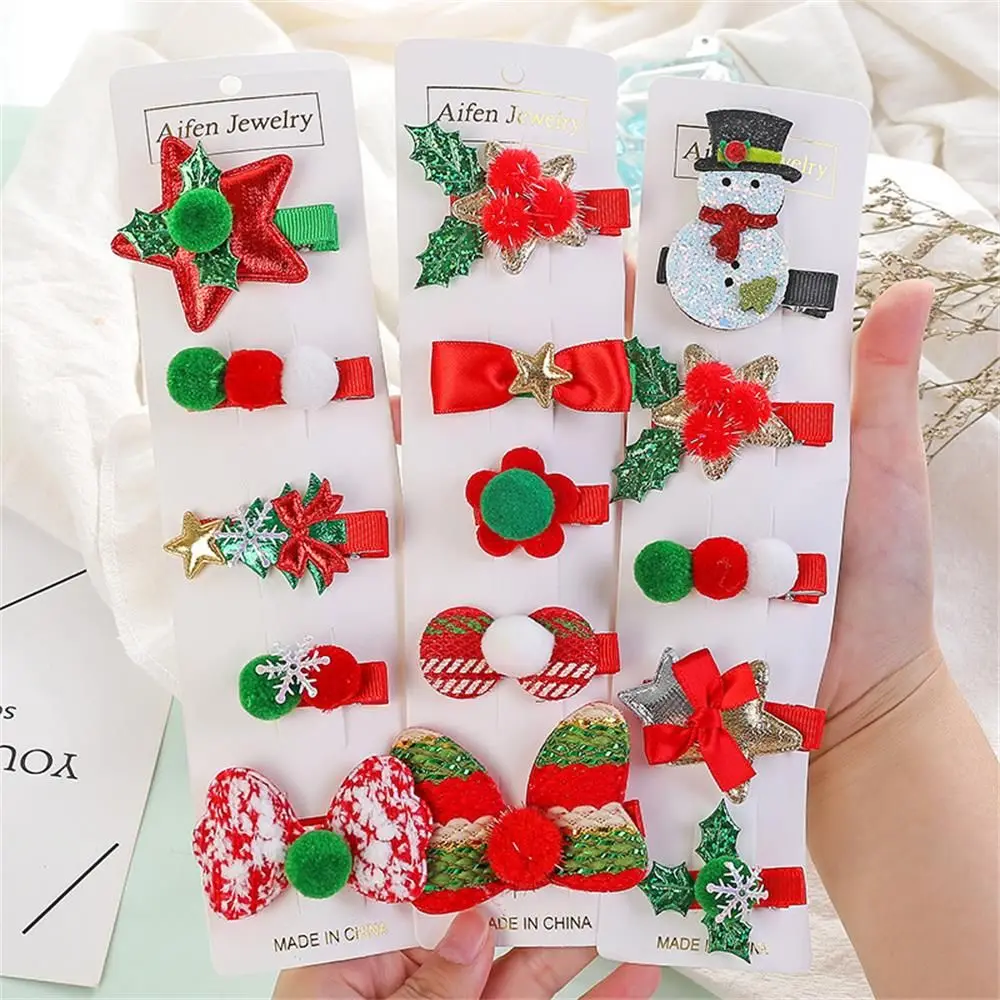 

5Pcs/Set New Christmas Tree Xmas Decor Snowflake Hair Accessories Headwear Christmas Hair Clip Children's Hairpin