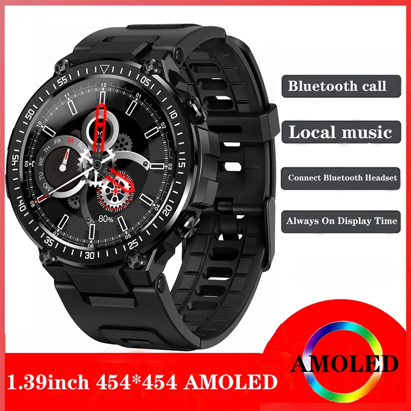 

Bluetooth Call Smart Watch Men 1.39Inch AMOLED Screen 454*454 HD Pixels Local Music Support Headset Sports Waterproof Smartwatch