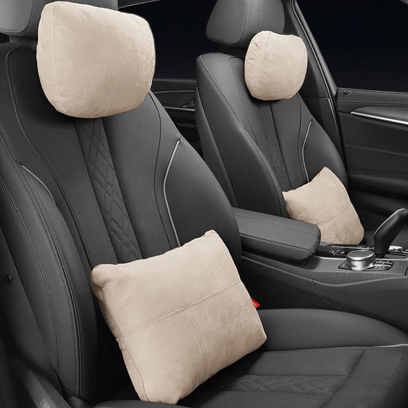 Высококачественная Автомобильная подушка для шеи на подголовник замшевая ткань