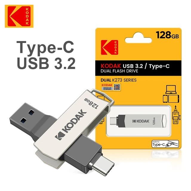100% Original KODAK OTG type c K273 USB 3.2 USB Flash Drive Pendrive 128GB 64GB Pen Drive for Laptop PC Media player Cellphone 1