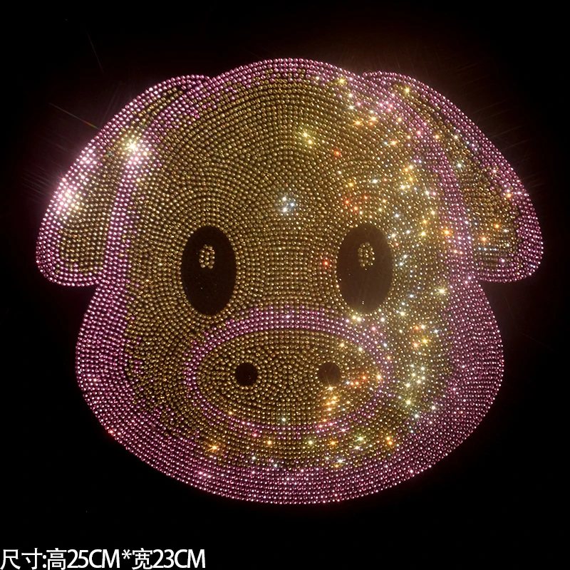 Популярные Блестящие модные большие тканевые наклейки в виде розовой свиньи