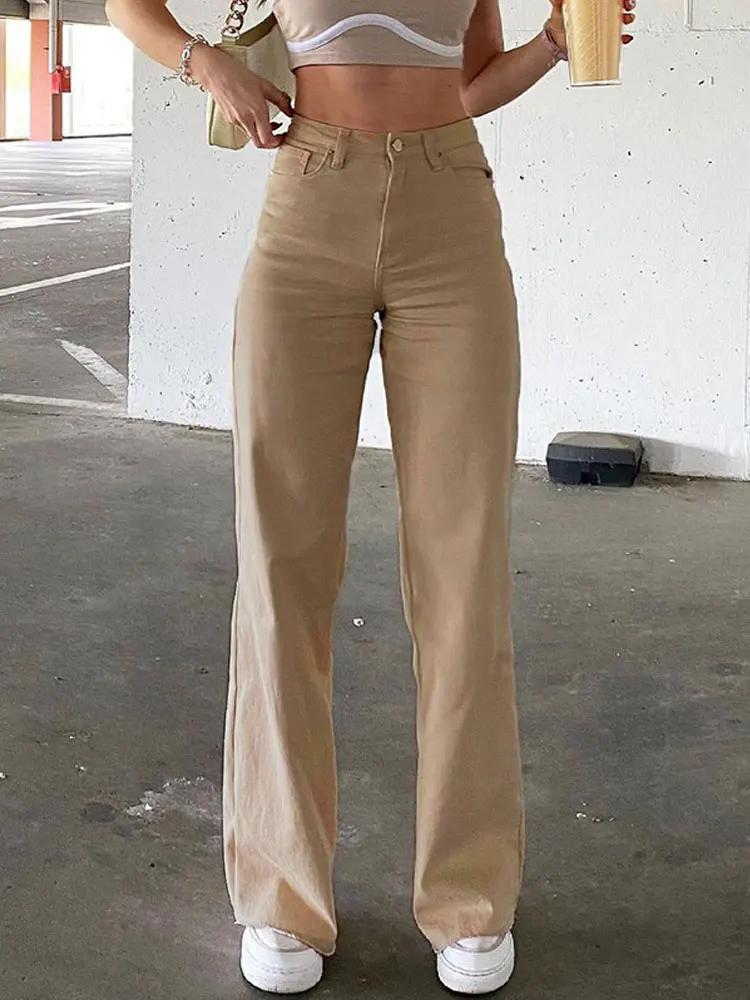 

2022 осенние прямые мешковатые джинсы, женские джинсы с широкими штанинами и высокой талией, женские свободные джинсы для женщин