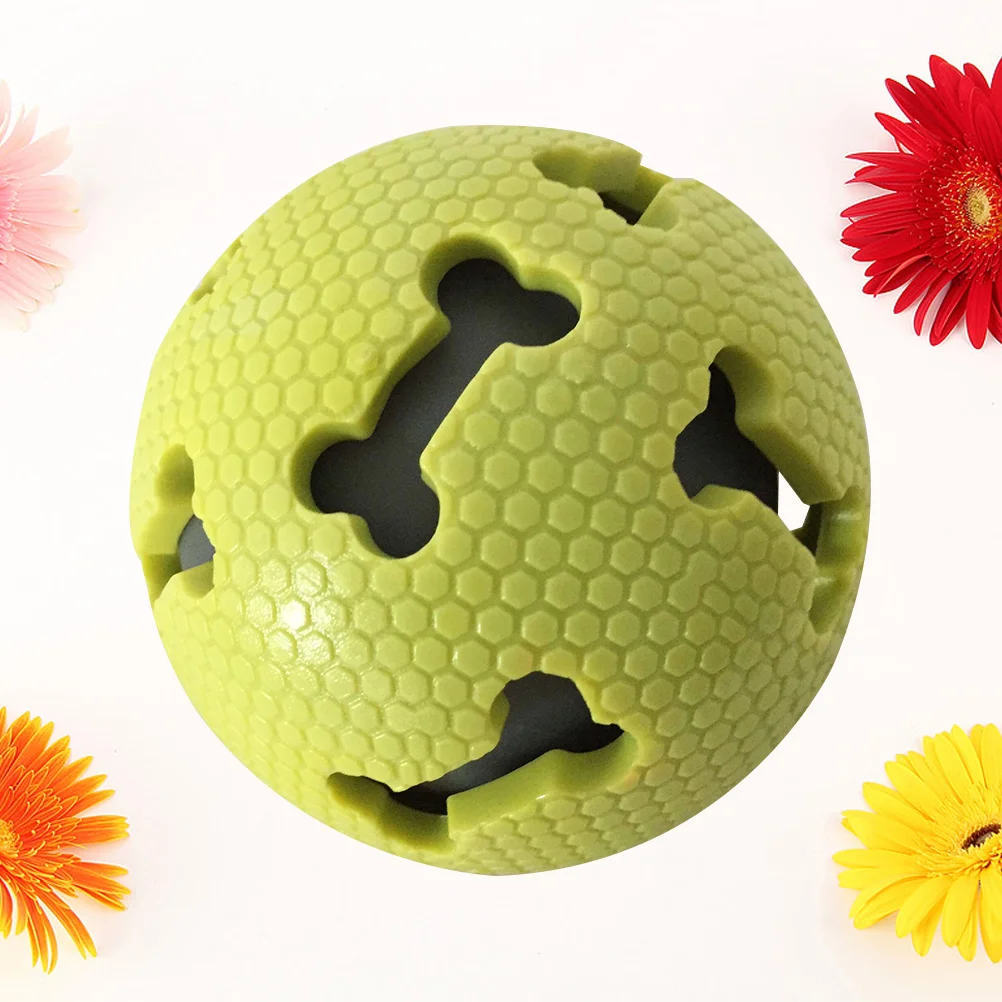 

Pet Dog Molar Toy Sound Squeaker Oblive Green Bone Pattern Balls Toys for Pet Puppy Dog Teeth Training Supplies Size S