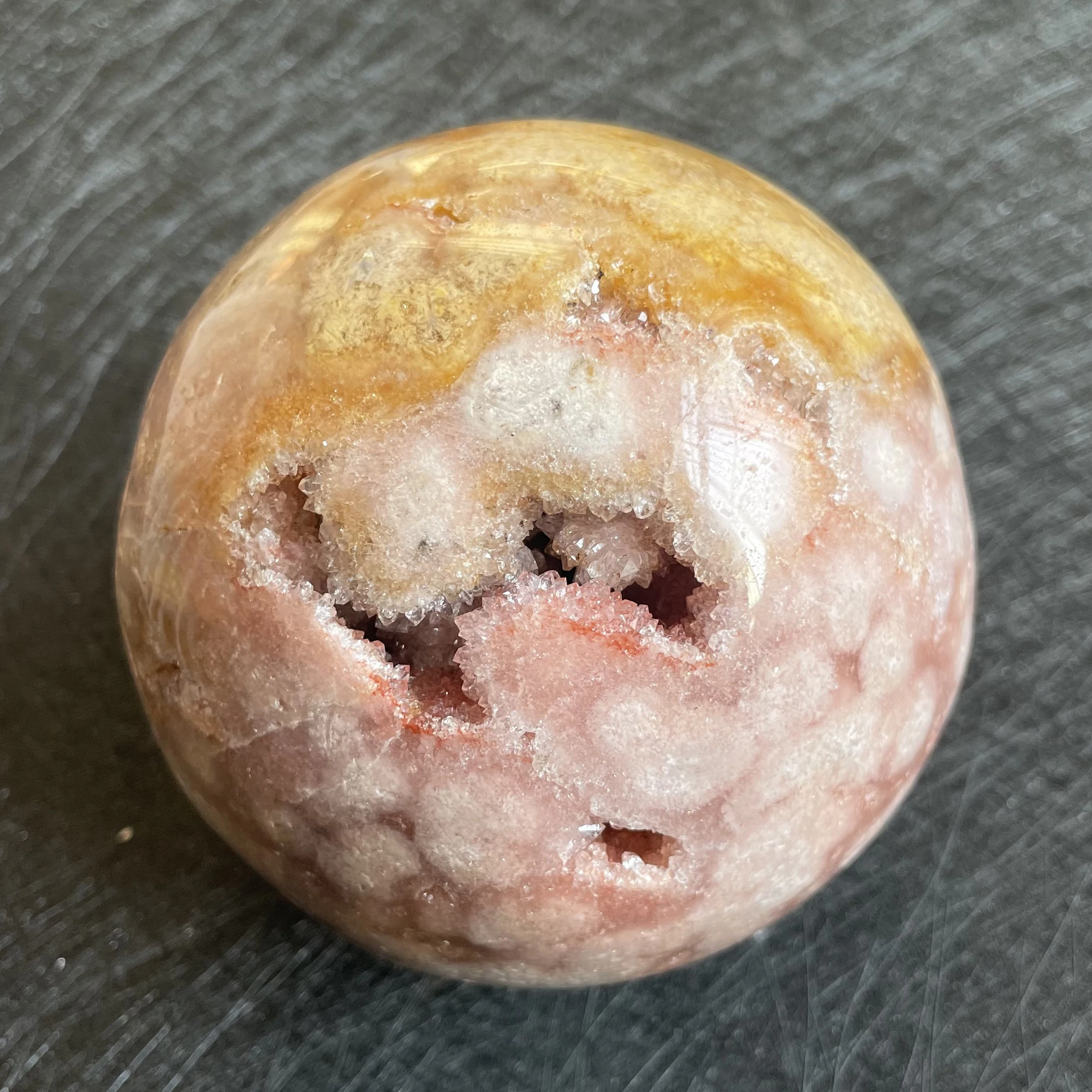 898 г натуральный аметистовый Кластер Розовый Сакура Агат Сфера открытый зуб шар