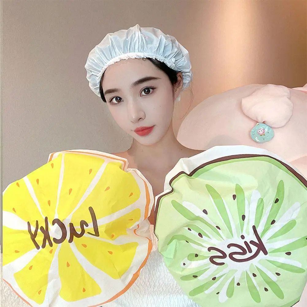 

Cartoon Waterproof Women Shower Cap Bath Hat Bath Accessories Sleep Night Cap Head Cover Hat For Curly Springy Hair Styling P0J1