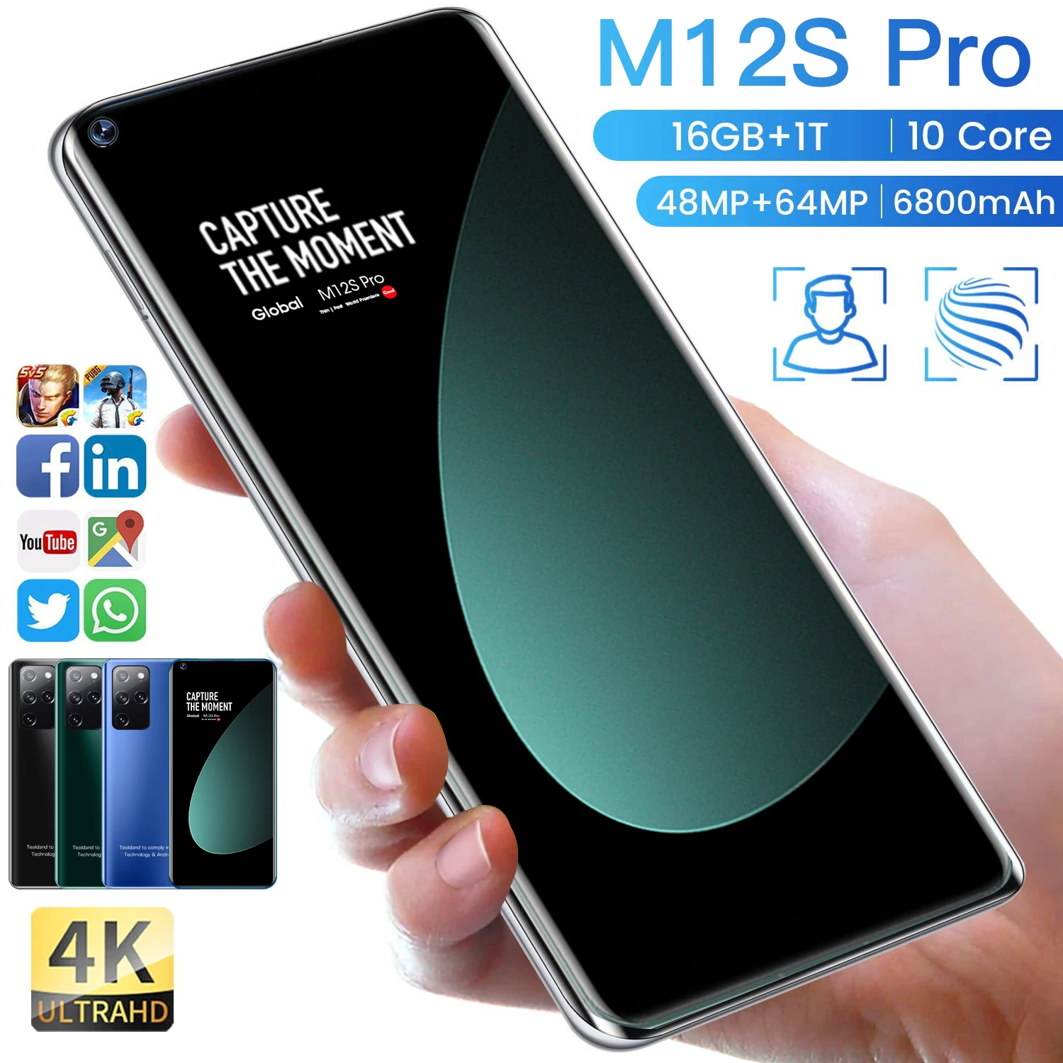 

2022 Origin M12S Pro Smartphone 5G Global Version 7.3Inch 16+1TB Cellphones Unlock Network Android Mobile phones World Premiere