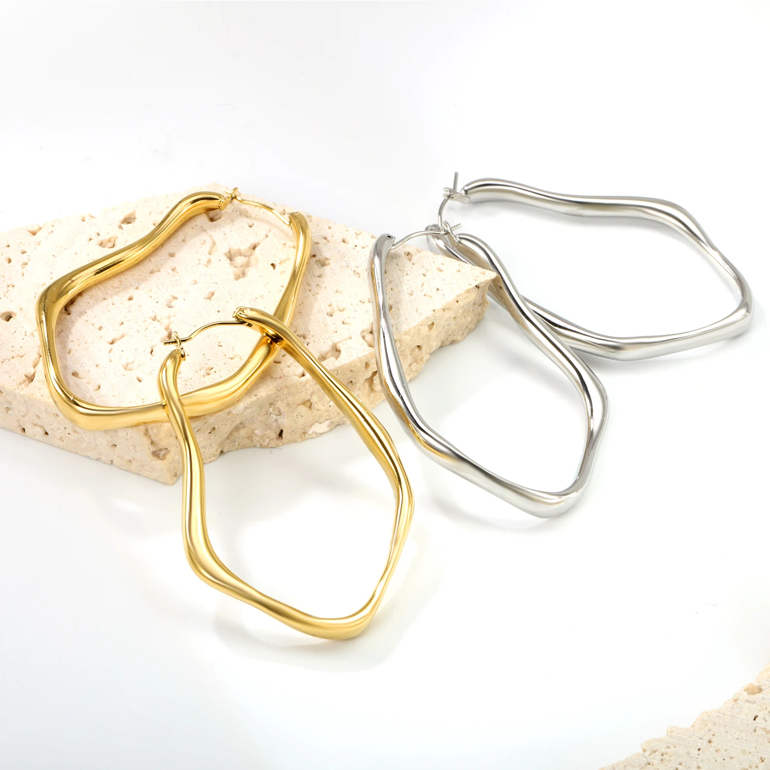 ASONSTEEL Роскошные серьги-кольца с имитацией груши полые серьги геометрическим