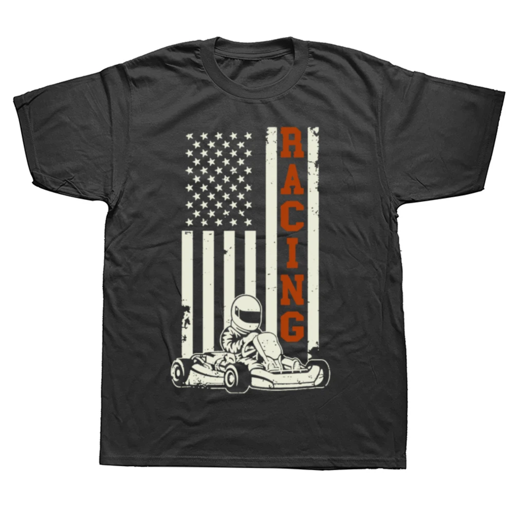 Забавный Go Kart Racer американские футболки с флагом США мужская и женская модная
