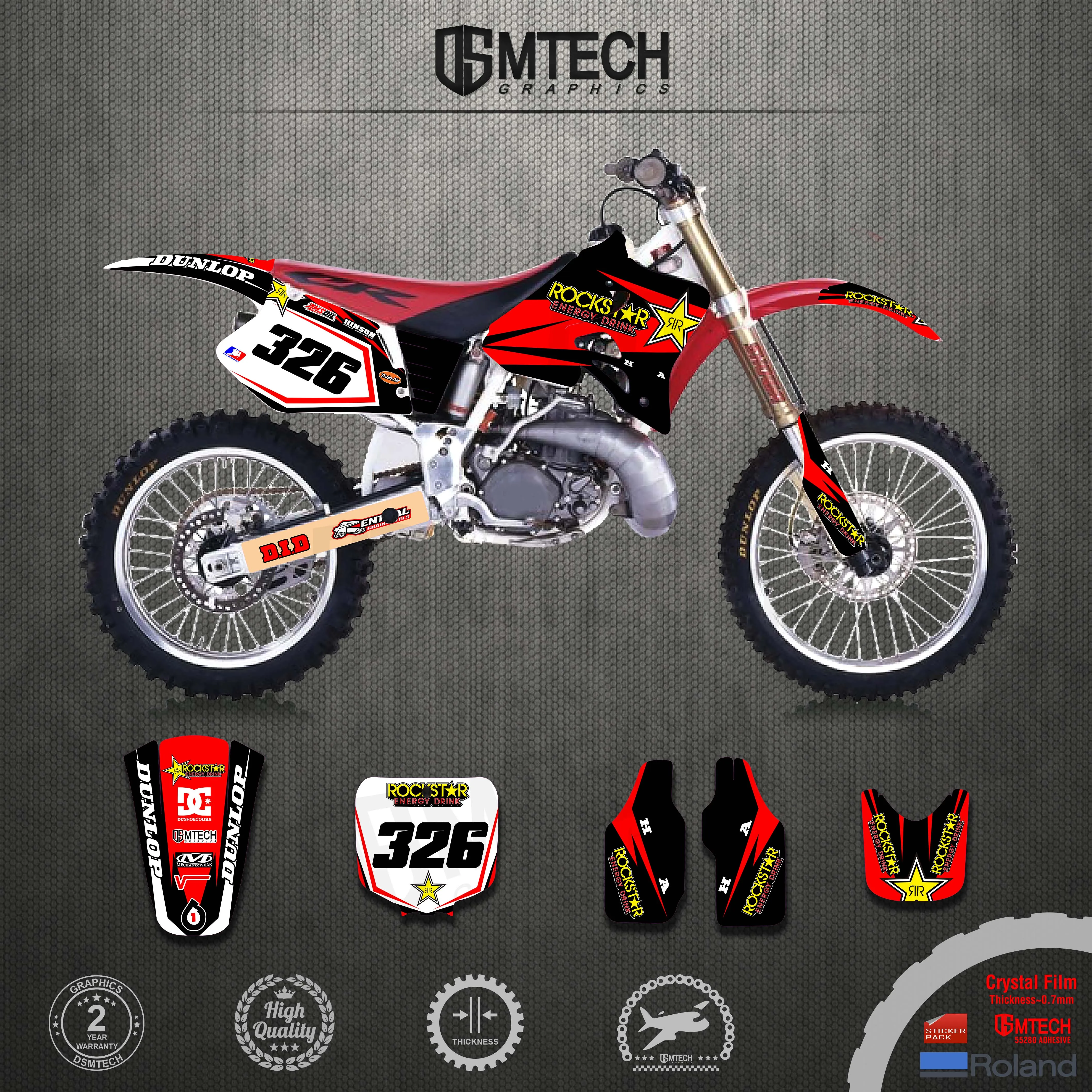 DSMTECH For Honda CR250 CR 250 1995 1996 CR250R TEAM DECALS GRAPHICS BACKGROUNDS Stickers for Honda CR125 CR125R 1995 1996 1997