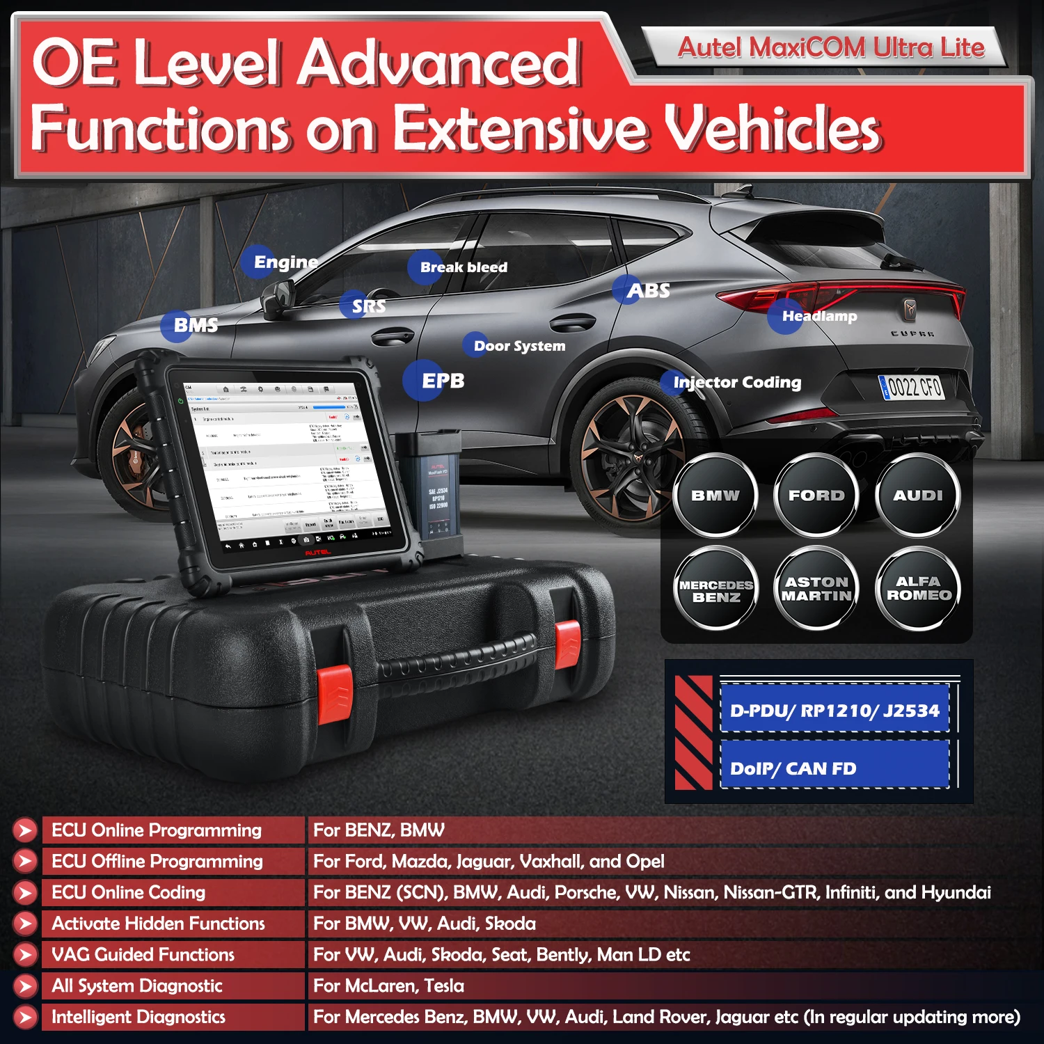 Autel MaxiCOM Ultra Lite автомобильный OBD OBD2 сканер Автомобильные диагностические