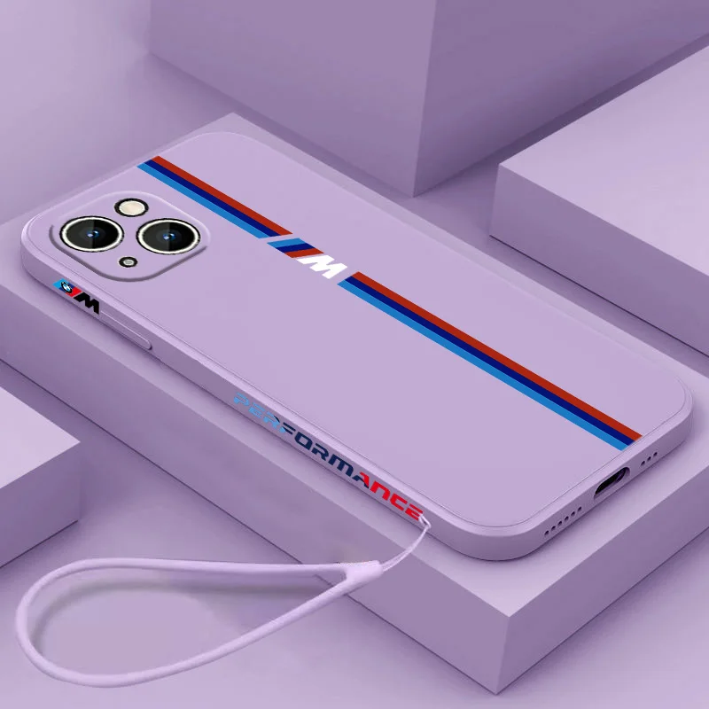 Luxury BMW Car Phone Case For Apple iPhone 14 13 12 mini 11 Pro 8 7 6S 6 Plus XR XS X Max Liquid Left Rope Cover
