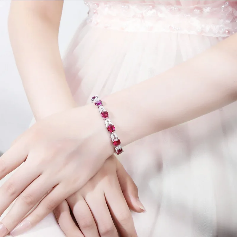 Женский браслет принцессы из серебра 100% пробы с высокоуглеродистыми