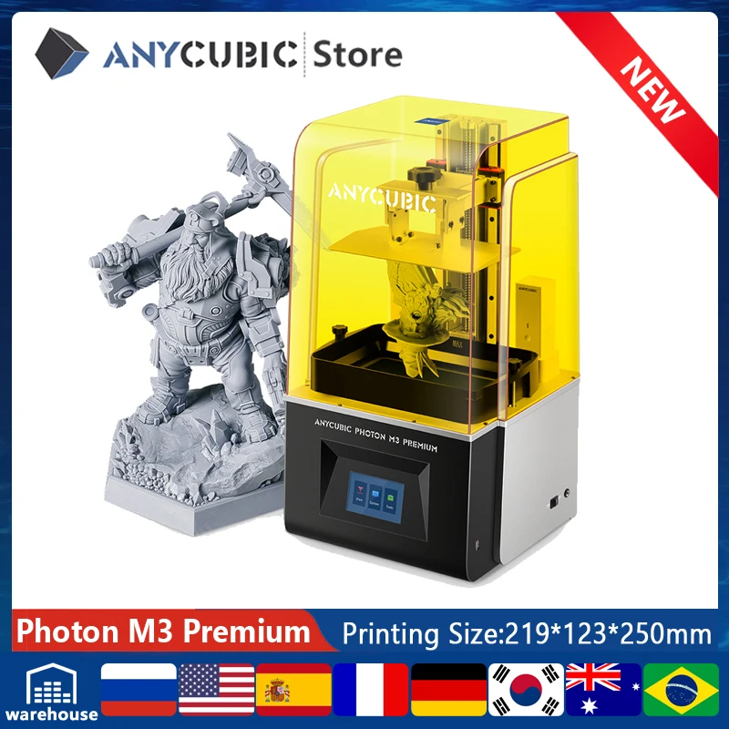

ANYCUBIC Photon M3 Premium 8K LCD 3D Printer High Precision Resolution 4-Point Leveling LCD Printing Size 9.9*4.9*8.6 inch