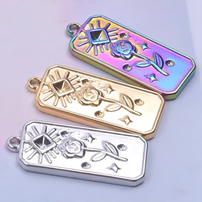 

WZNB 5Pcs Charms Rose Flower Sun Stars Stainless Steel Pendant for Jewelry Making Necklace Bracelet Findings Craft Diy Material