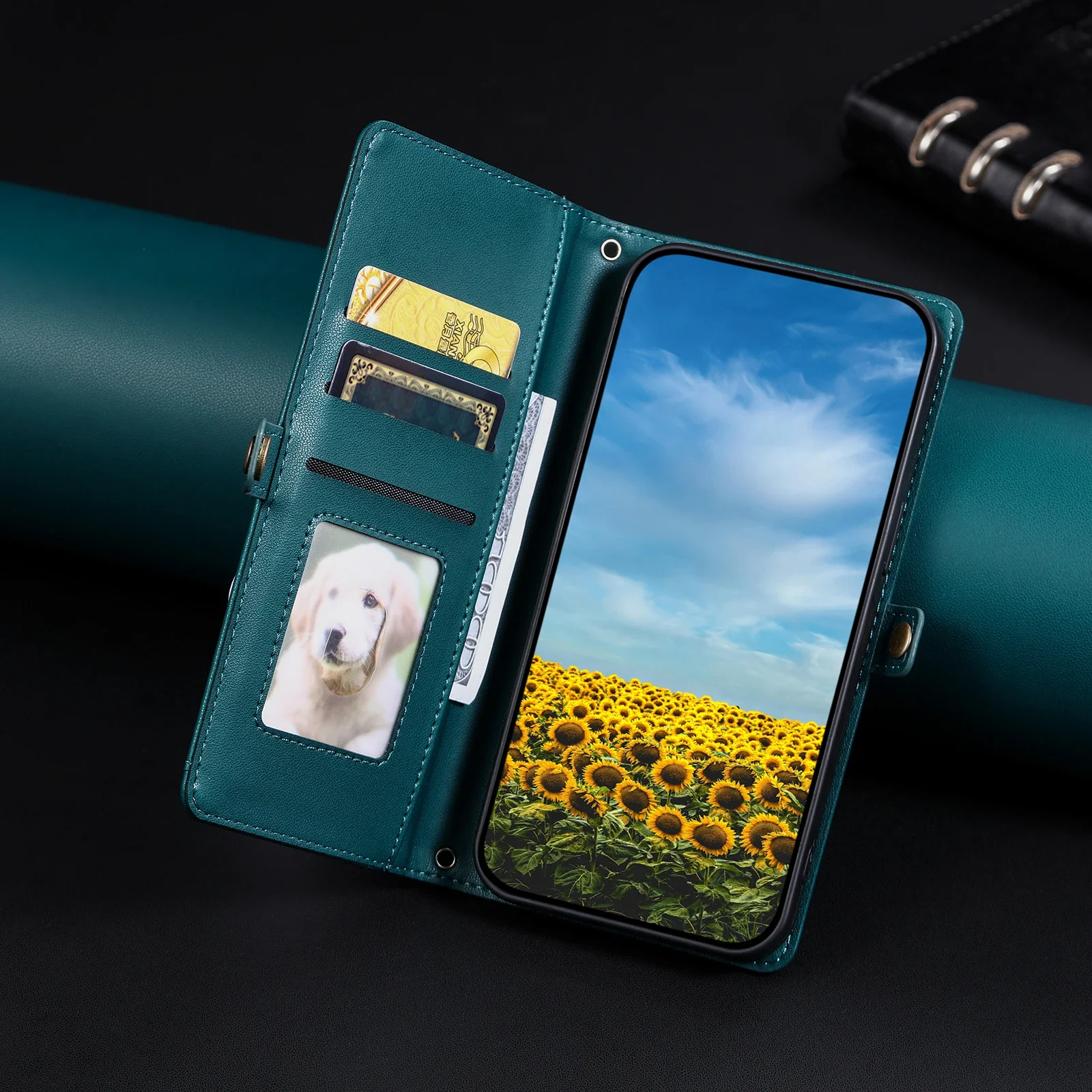 Фото Кожаный чехол-книжка с отделением для карт и подставкой, для Google Pixel 9 Pro 8 8A 7A 7 6 6A №3