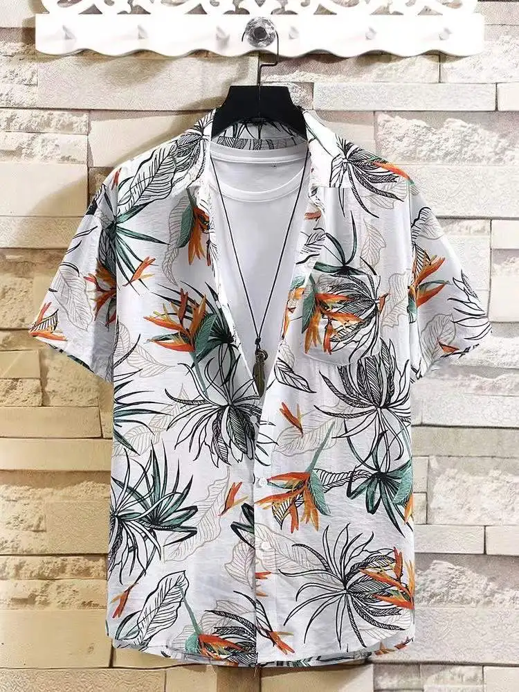 Men'S Shirts Hawaiian Shirt 3d Printing Oversized Lapel Shirt Short Sleeved Male Clothing Tops Casual Blouse Outdoor Streetwears