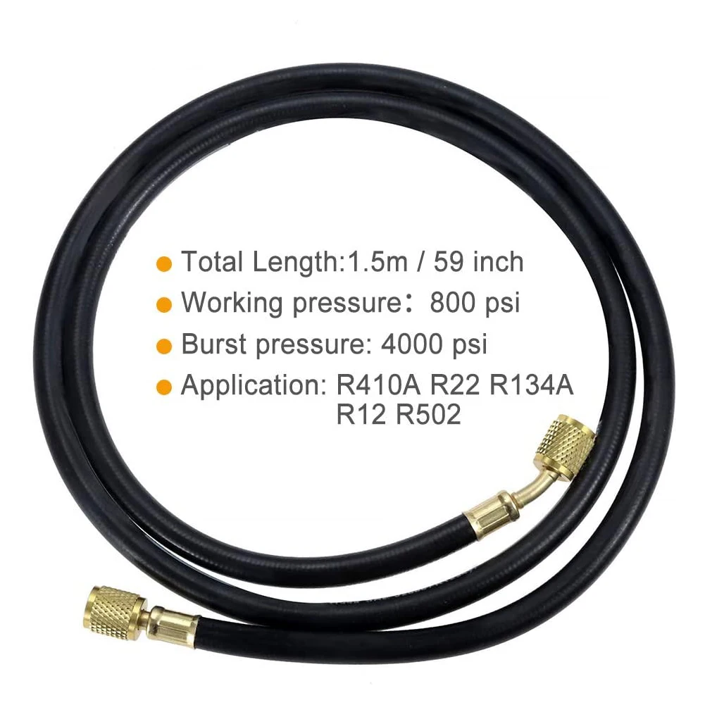 

Шланг для зарядки ОВКВ 150 см SAE 1/4 Psi, шланг для зарядки переменного тока Guage R410a R134a, 59 дюймов 4000 Psi, инструмент для обнаружения ОВКВ