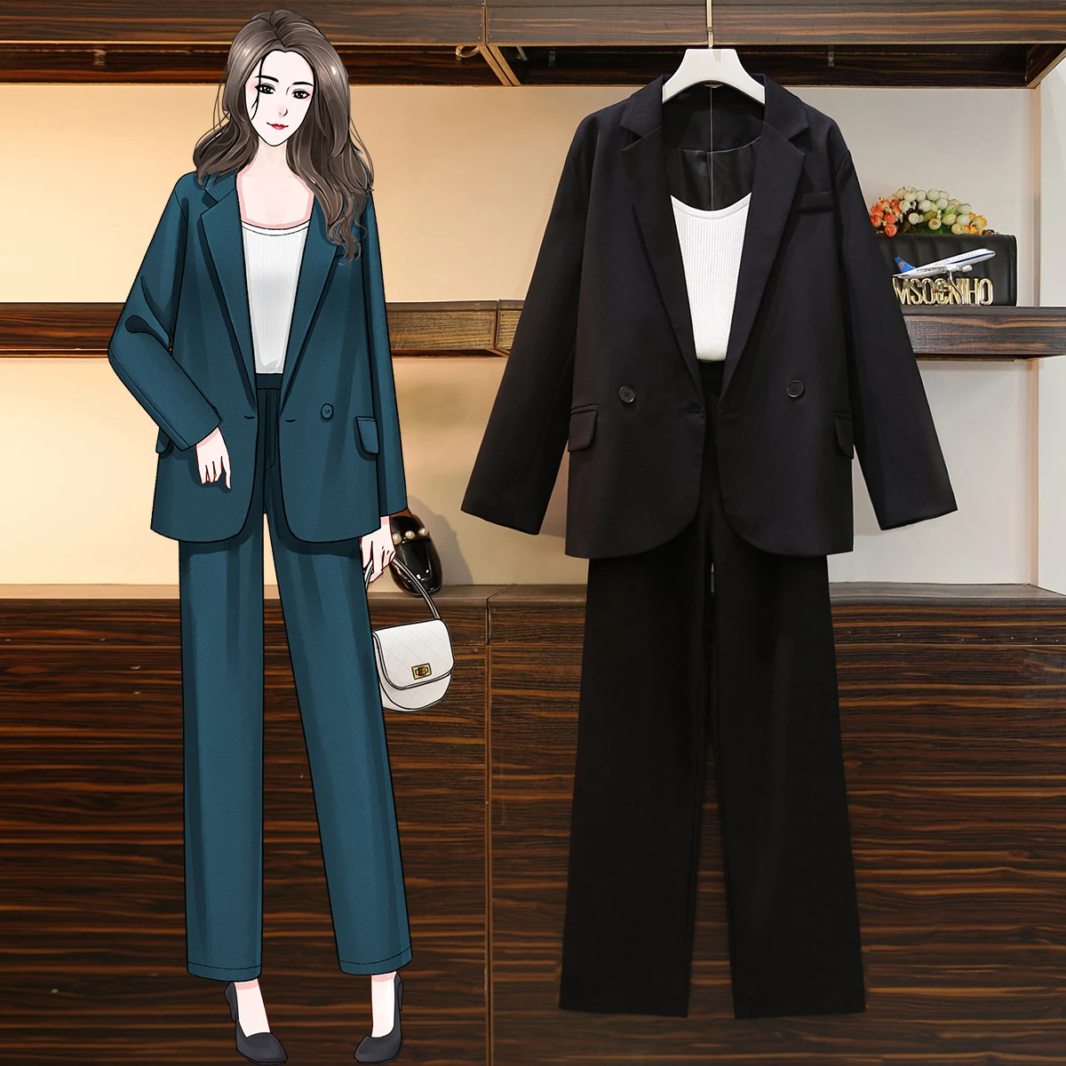 

2022 Women's Trousers Suit New Casual Professional Coat Suit Jacket Casual Trousers Two-piece Suits For Women