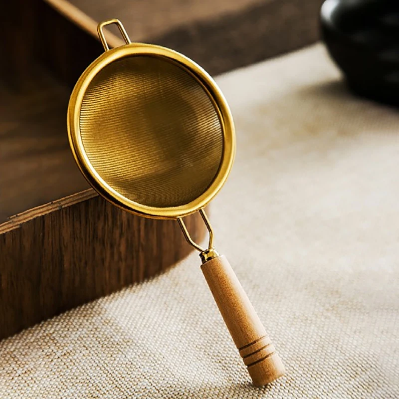 Сетчатый сито из нержавеющей стали с деревянной ручкой