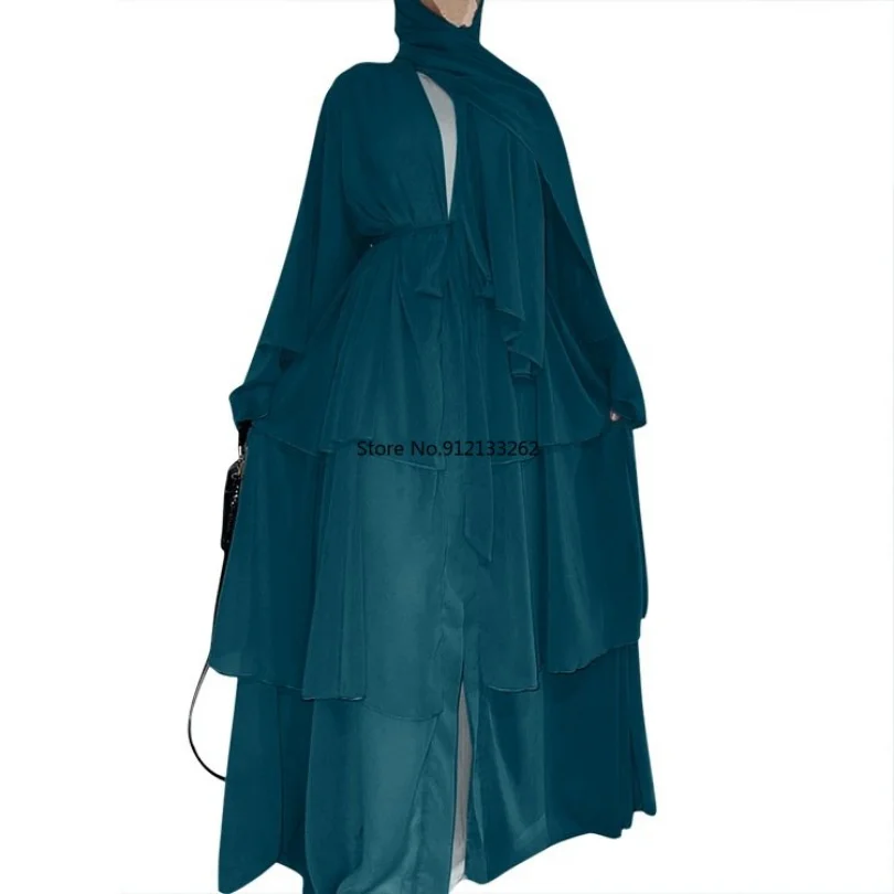 Abaya Dress Spring Summer Muslim Women Fashion Style Long Sleeve V-neck Polyester Long Abaya  Hijab Dress Muslim Dress Women