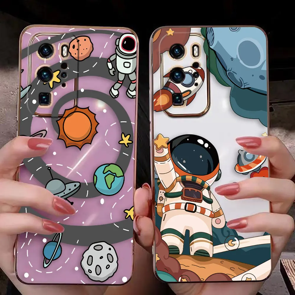 Чехол для телефона с астронавтами космосом звездами планетами гладкий чехол Huawei