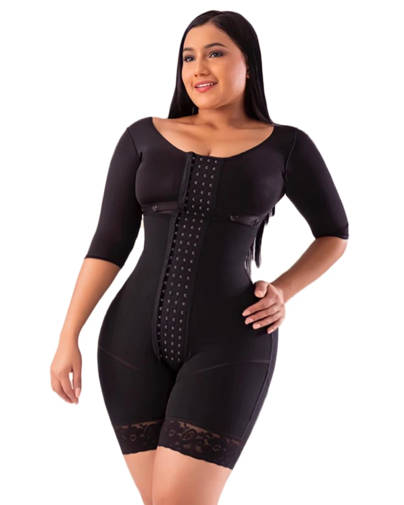 Bra-girdle Combination With Sleeves Front Closure Adjustable Hooks/Fajas Reducing And Shaping Girdles For Women