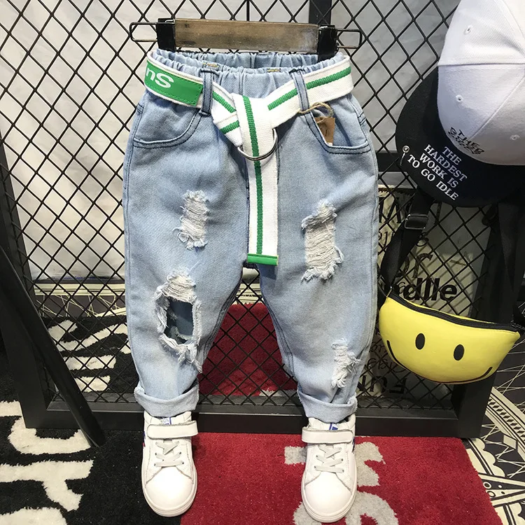 

Spring Summer Autumn Baby Boy Jeans Pants 2-7Years Age Kids Boys Denim Jeans Boys Trousers Cotton hole Boys Pants