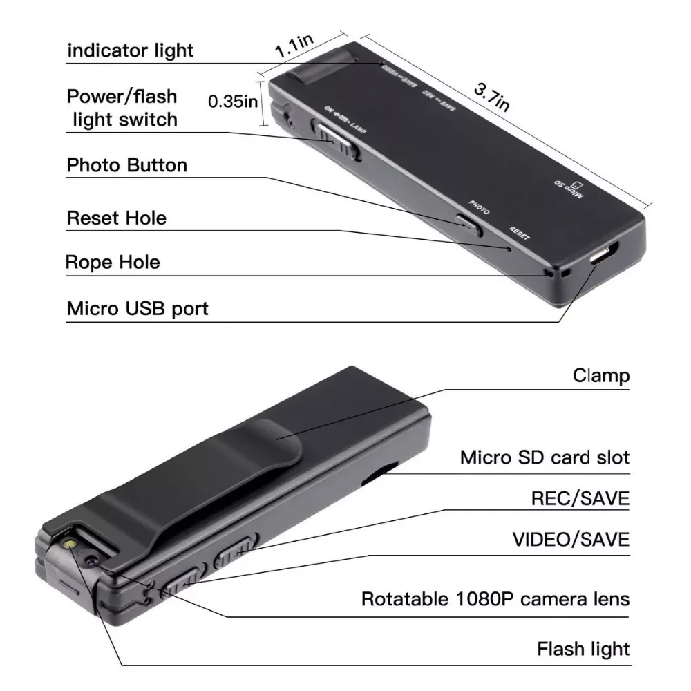 A3 Mini Digital Camera HD Flashlight Micro Cam Body Camera Motion Detection Snapshot Loop Recording Camcorder enlarge