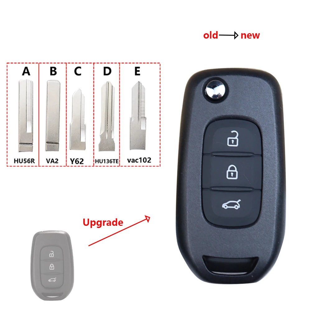 

Обновленный модификационный автомобильный брелок для ключей, корпус для Renault Dacia Logan Sandero Lodgy Dokker Duster Megane 4 3, символ Captur