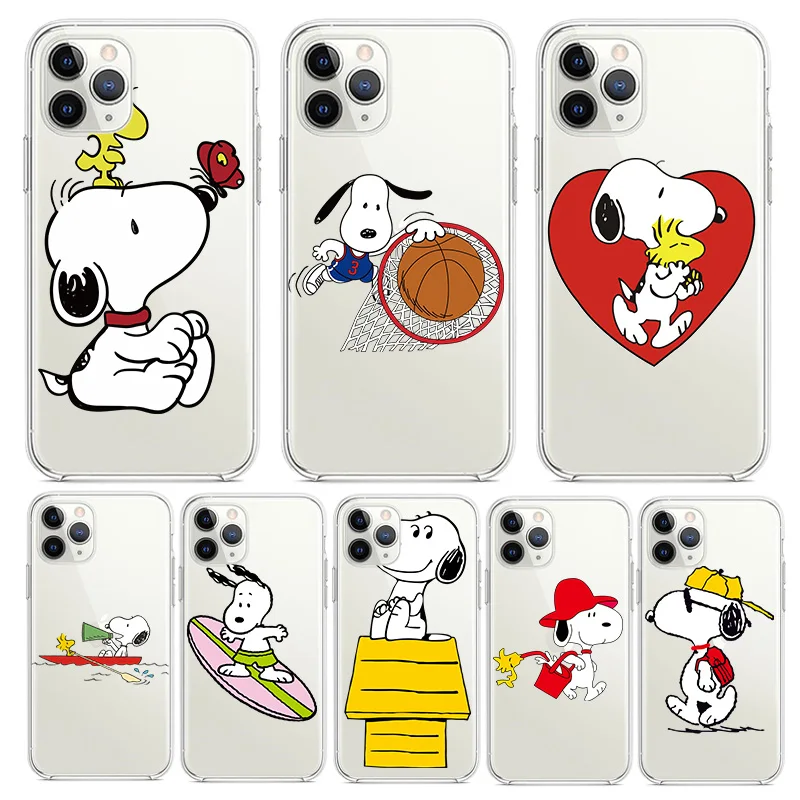 

Snoopy Comics For Apple iPhone 11 12 13 Max Mini 6 7 8 X XR XS Pro Plus luxury Silicone Soft Cover Funda Transparent Phone Case