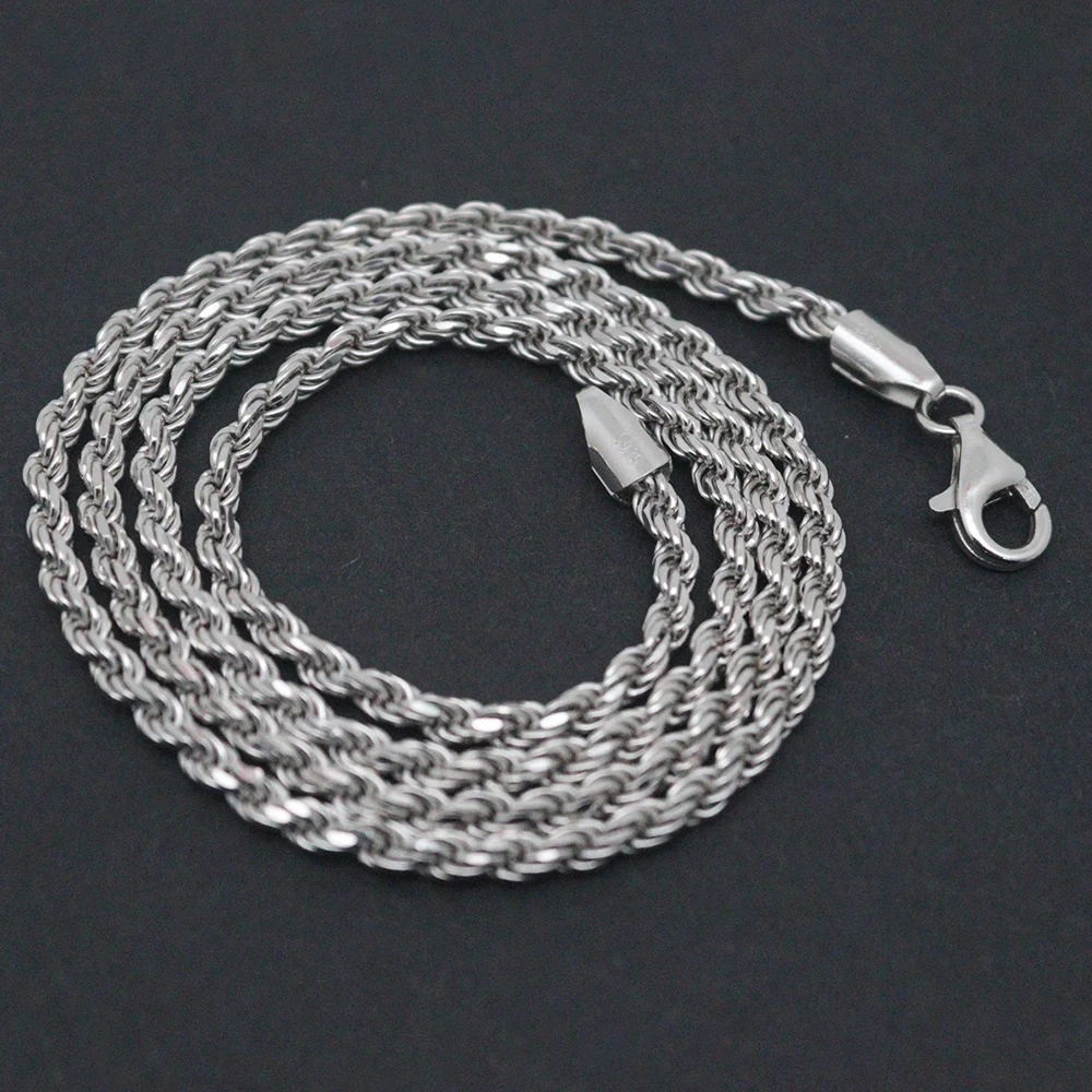 Лидер продаж стерлинговое серебро S925 3 мм веревочная цепочка женское ожерелье с