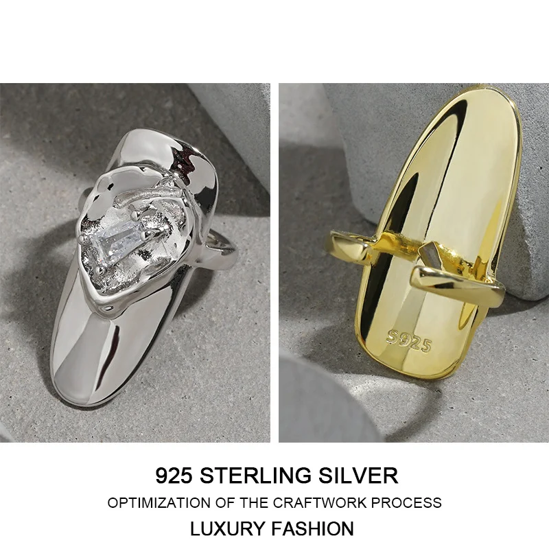 

925 Sterling Silver Ring Extremely Niche Unusual Design Zircon Charms For Jewelry Making Women Gold Party Gift Fine Jewellery