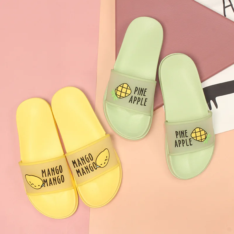 

2021 Summer Slippers Women's sandals cute Fruit Jelly Color Transparent open Toe Flip Flops Clear Outdoor Beach Slides Sandals