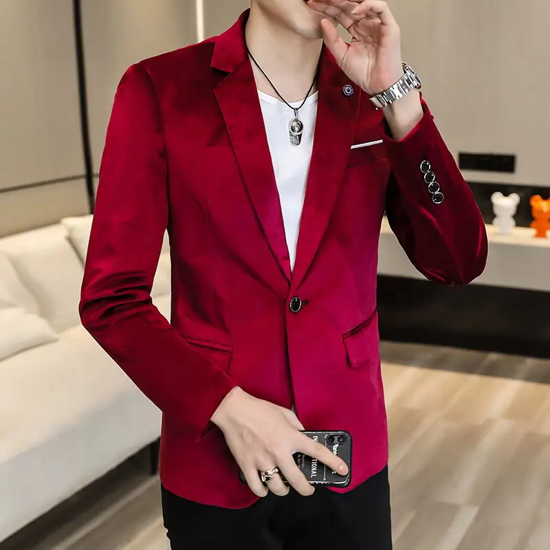 

Boutique Men's Suits Fashion Business Slim Casual Corduroy Gentlemen Italian Style Versatile British Style Wedding Dress Blazer