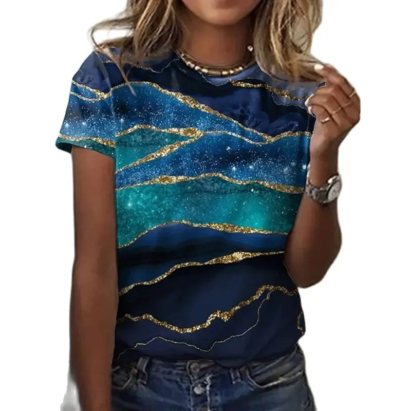 

Fashion T Shirt for Women 3D Print T-Shirt Summer 2022 Harajuku Tops Short Sleeve O-Neck Casual Oversized Blouses Woman Clothes