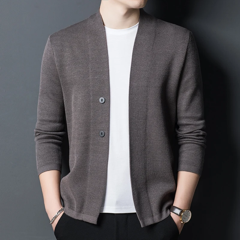 

Высококачественный новый осенне-зимний брендовый модный вязаный мужской кардиган оверсайз свитер вязаные повседневные корейские пальто куртка мужская одежда