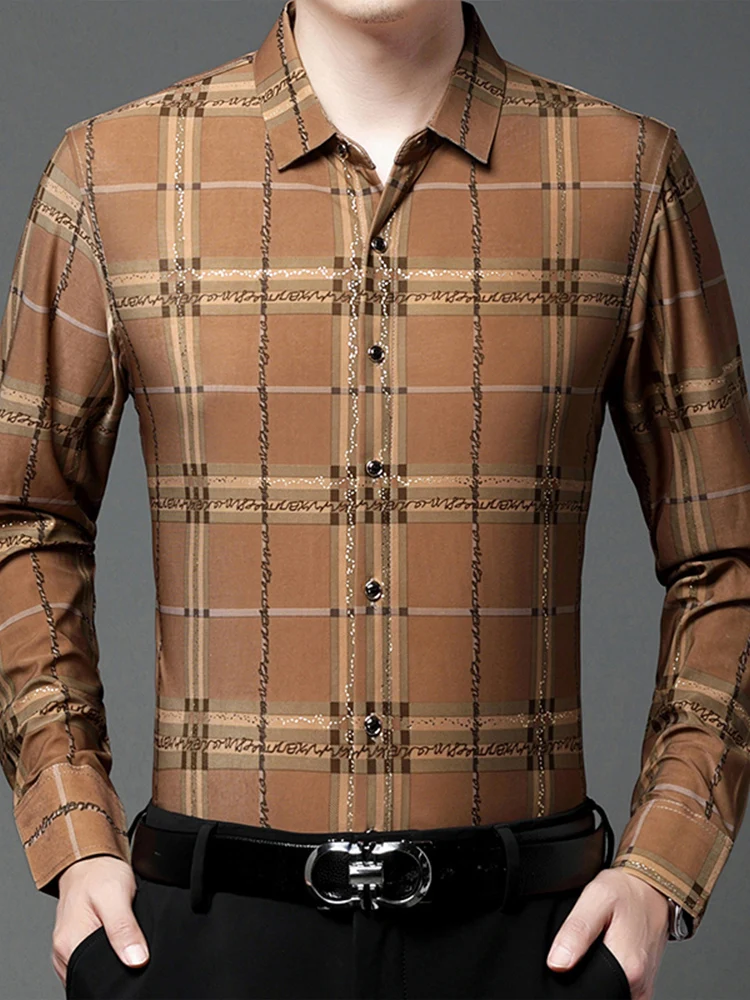 

Мужская Повседневная рубашка в клетку с длинным рукавом