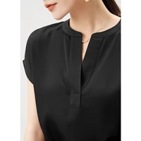 luxury high quality summer 2022 blusas mujer de moda verano elegantes satin silk office lady solid woman top blouse