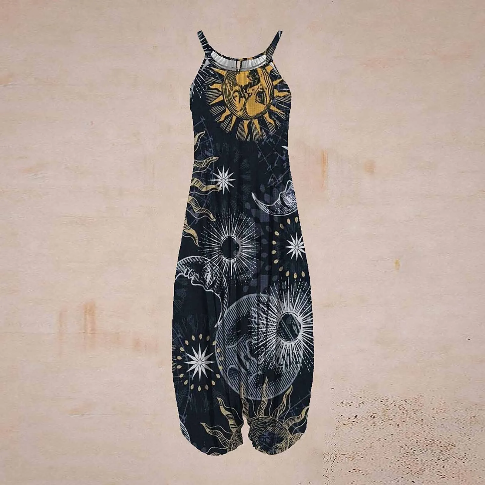 Комбинезон без рукавов 2022 для женщин Boho Floral с широкими штанами и длинными брюками, ромперы с лямками Spaghetti Strap для женщин больших размеров, monos mujer.