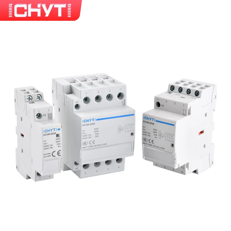 CHYT Бесплатная доставка KCH8 AC 2P 4P 24V 220V 25A 63a бытовой 2NO/1NO + 1NC/2NC/4NO/2NO 2NC/4NC модульный