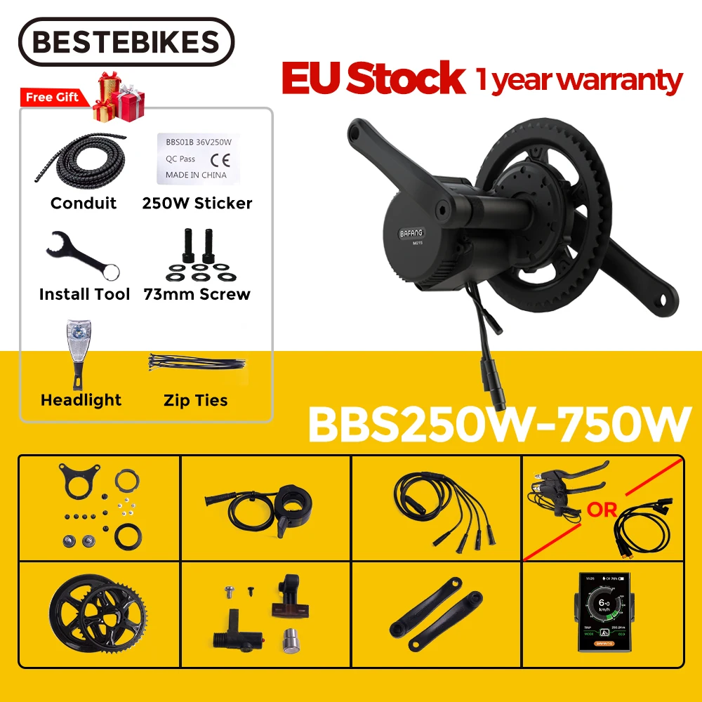 

Bafang конверсионный комплект BBS02B 48V 750W BBS01B 36V 250W BBS01 BBS02 мотор среднего привода электровелосипеда велосипедные комплекты для конверсии