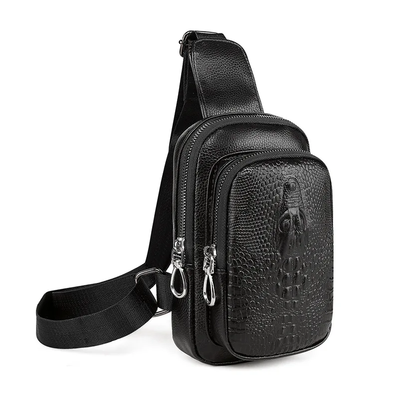 

SUUTOOP Men's PU Leather Shoulder Bag Fashion Business Waterproof Crossbody Travel Sling Pack Messenger Pack Chest Bag For Male