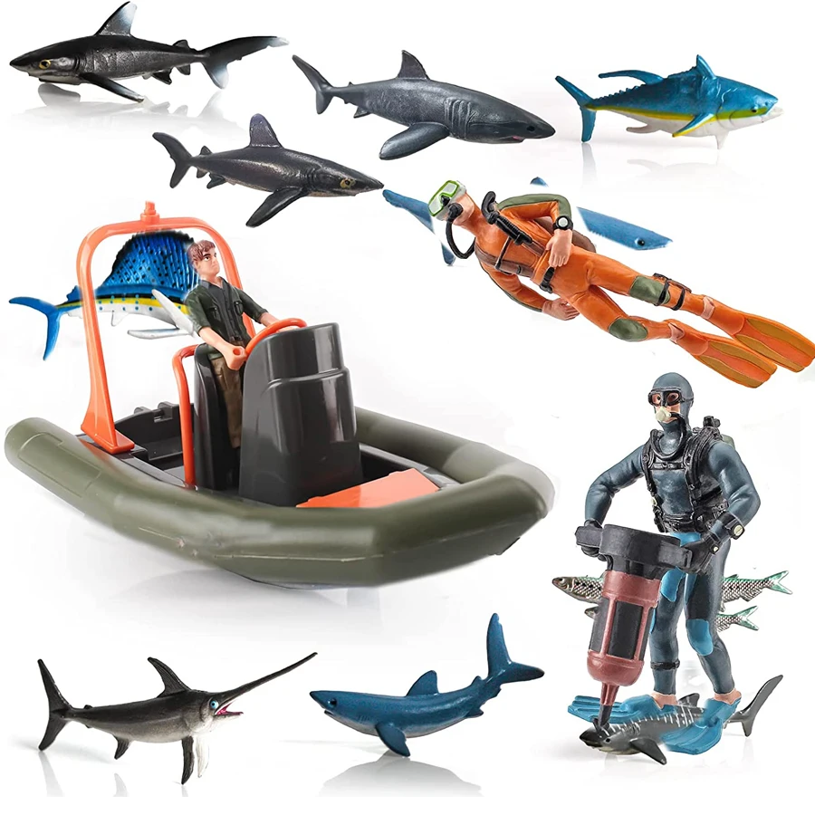 

Realistic Underwater Swimmers ,Speed Boat Models Action Figures Divers Airship,Ocean Animals Figurines Submarine Toys for Kids