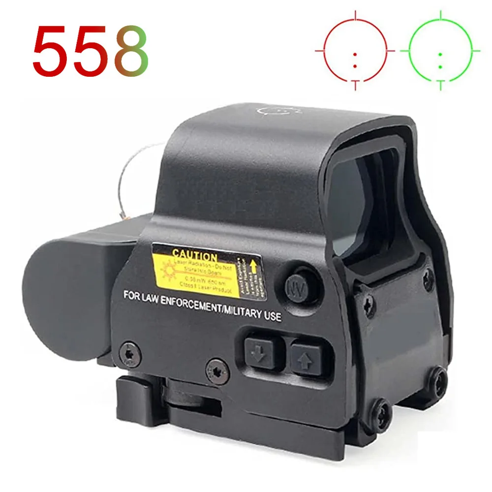 

558 Tactical Red Green Dot Sight Scope Hunting Rifle Reflex Holographic Sight 20mm Picatinny Rail Mount with Quick Detach Lever