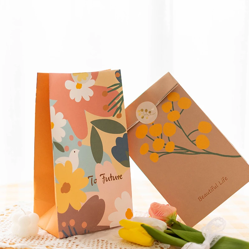 

6PCS Festive Cute Gift Wrapping Paper Bag Wedding Birthday Party Gift Bag Gift Package Snack Bread Candy For Children Wholesale