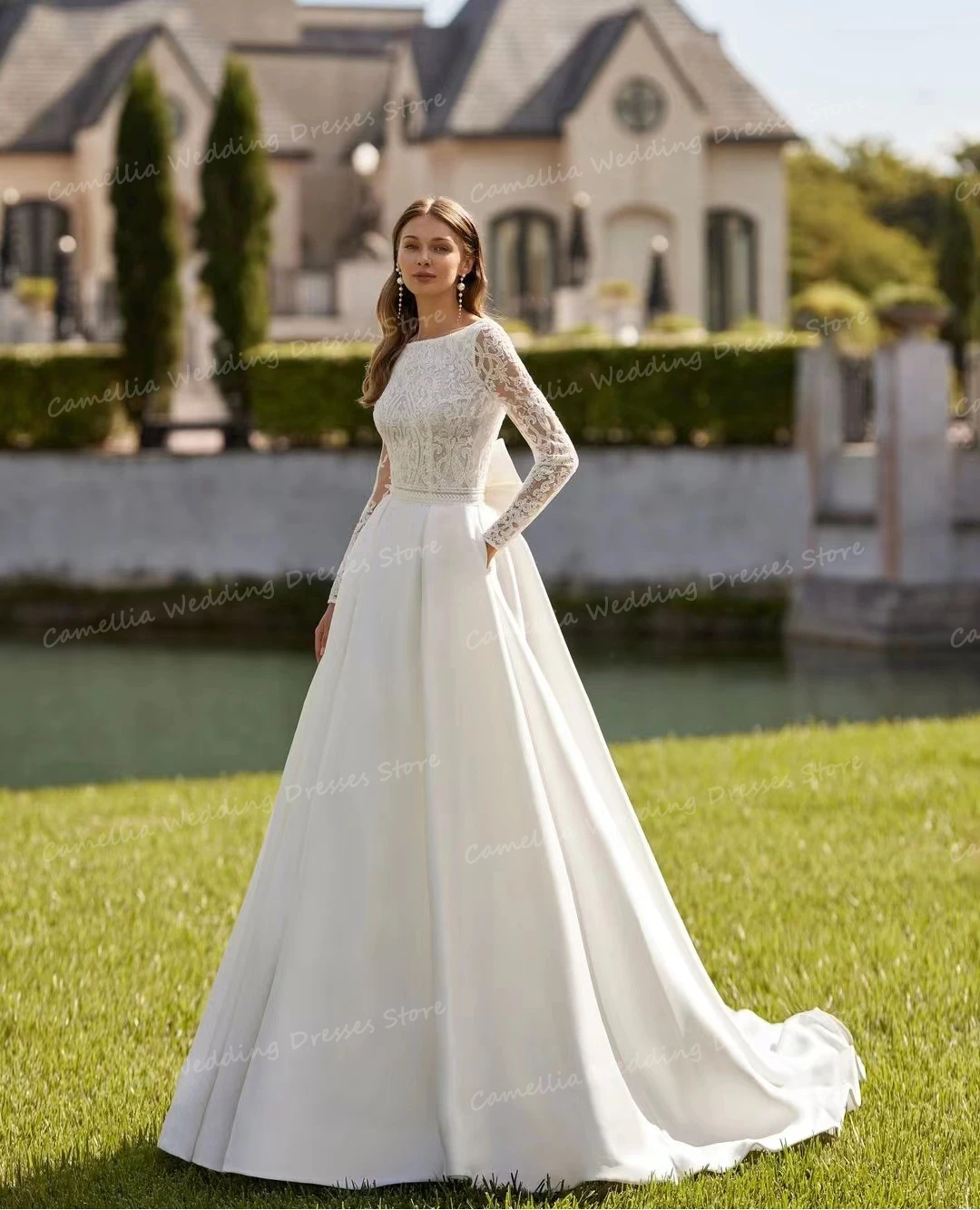 Элегантные свадебные платья женское ТРАПЕЦИЕВИДНОЕ Сексуальное Женское Платье